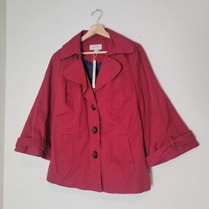 Vintage Y2K Merona 100% Cotton Red Cone Sleeve Crop Nautical Pea Coat Size XXL